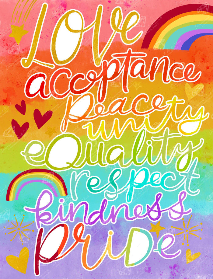 Diamond Painting Pride Words 17" x 22" (42.6cm x 55.8cm) / Round With 29 Colors Including 4 ABs / 30,248