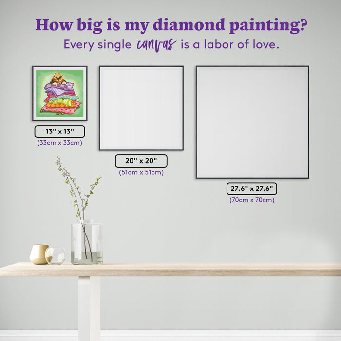 Diamond Painting Princess & The Pea Kitty 13" x 13" (33cm x 33cm) / Square with 52 Colors including 5 ABs / 17,161