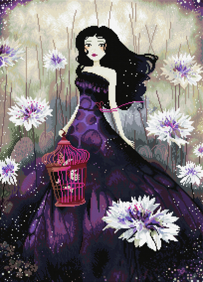 Diamond Painting Purple Meadow 20" x 28" (50.8cm x 70.7cm) / Square with 51 Colors including 1 AB and 1 Iridescent Diamonds / 57,936