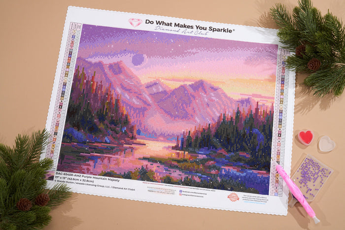 Diamond Painting Purple Mountain Majesty 17" x 13" (42.6cm x 32.8cm) / Round with 47 Colors including 1 AB and 3 Fairy Dust Diamonds / 17,784