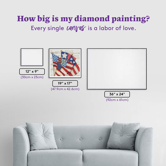 Diamond Painting Quilted Flags 19" x 17" (47.9cm x 42.6cm) / Round With 35 Colors Including 3 ABs / 25,992