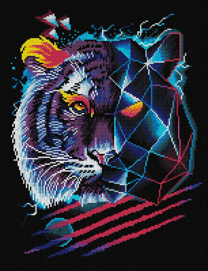 Diamond Painting Rad Tiger 17" x 22″ (43cm x 56cm) / Round with 31 Colors including 5 ABs