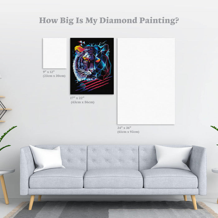 Diamond Painting Rad Tiger 17" x 22″ (43cm x 56cm) / Round with 31 Colors including 5 ABs / 30,445