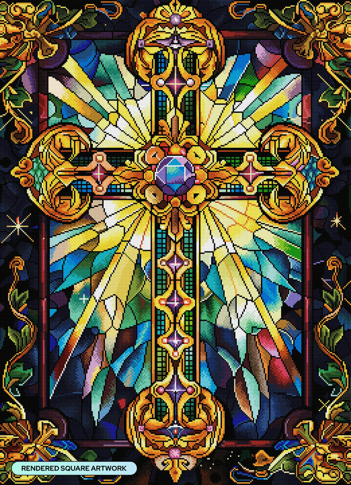 Diamond Painting Radiant Faith 25.6" x 35.4" (65cm x 89.9cm) / Square with 96 Colors including 3 ABs and 2 Iridescent Diamonds and 3 Fairy Dust Diamonds / 94,221
