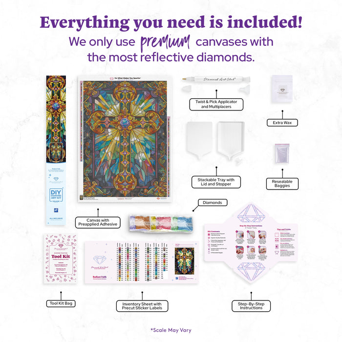 Diamond Painting Radiant Faith 25.6" x 35.4" (65cm x 89.9cm) / Square with 96 Colors including 3 ABs and 2 Iridescent Diamonds and 3 Fairy Dust Diamonds / 94,221
