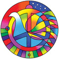 Diamond Painting Rainbow Dove Peace Circle 17" x 17″ (41cm x 41cm) / Round with 30 Colors including 4 ABs / 23,104