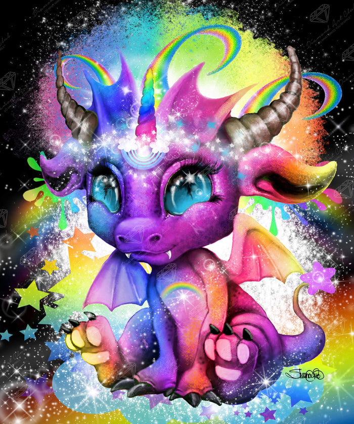 Diamond Painting Rainbow Lil DragonZ 20" x 24″ (51cm x 61cm) / Square with 48 Colors including 2 ABs / 48,884