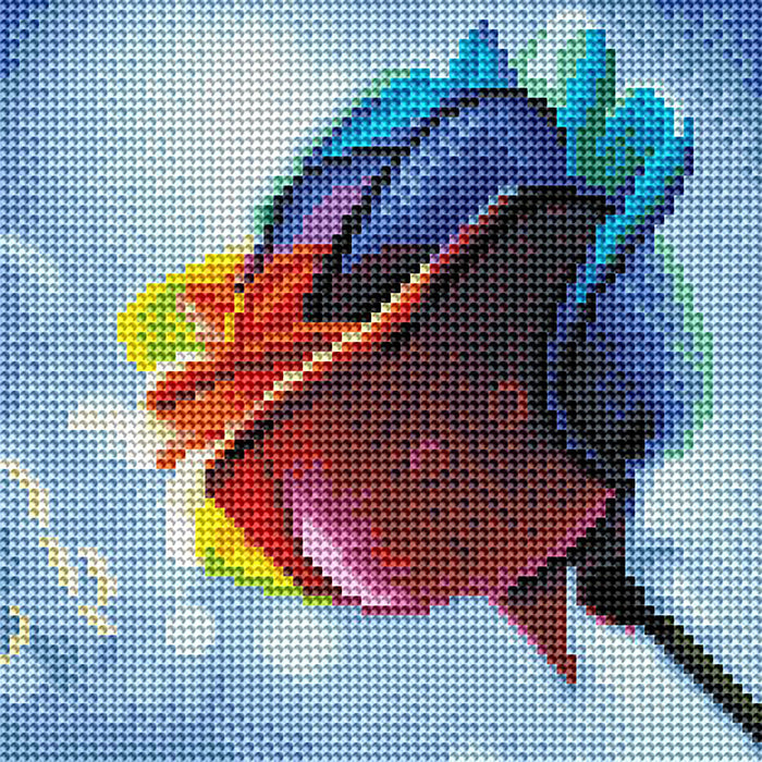 Diamond Painting Rainbow Rose 8.7" x 8.7″ (22 x 22) / Round With 35 Colors / 6,084