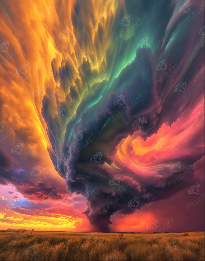 Diamond Painting Rainbow Tornado 22" x 28" (55.6cm x 70.7cm) / Round with 70 Colors including 1 AB and 5 Fairy Dust Diamonds / 51,914