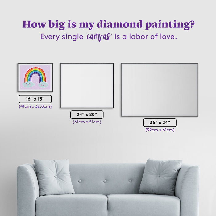 Diamond Painting Rainbow 16" x 13" (41cm x 32.8cm) / Round With 12 Colors including 4 AB and 4 Fairy Dust Diamonds / 7,485