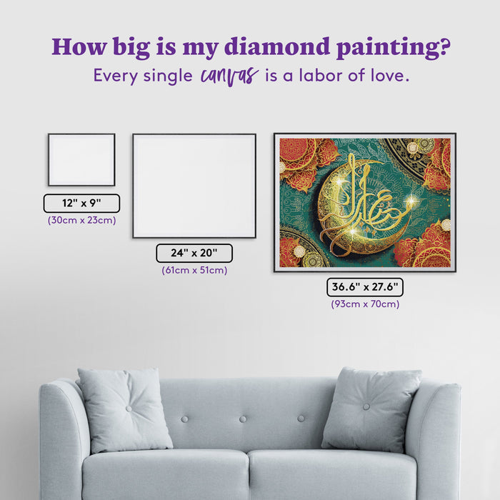 Diamond Painting Ramadan Mubarack 36.6" x 27.6" (93cm x 70cm) / Square with 43 Colors including 1 AB and 3 Fairy Dust Diamonds / 104,813