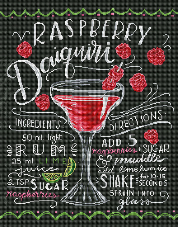 Diamond Painting Raspberry Daiquiri 21.7" x 27.6" (55cm x 70cm) / Square With 21 Colors Including 1 AB / 59,400