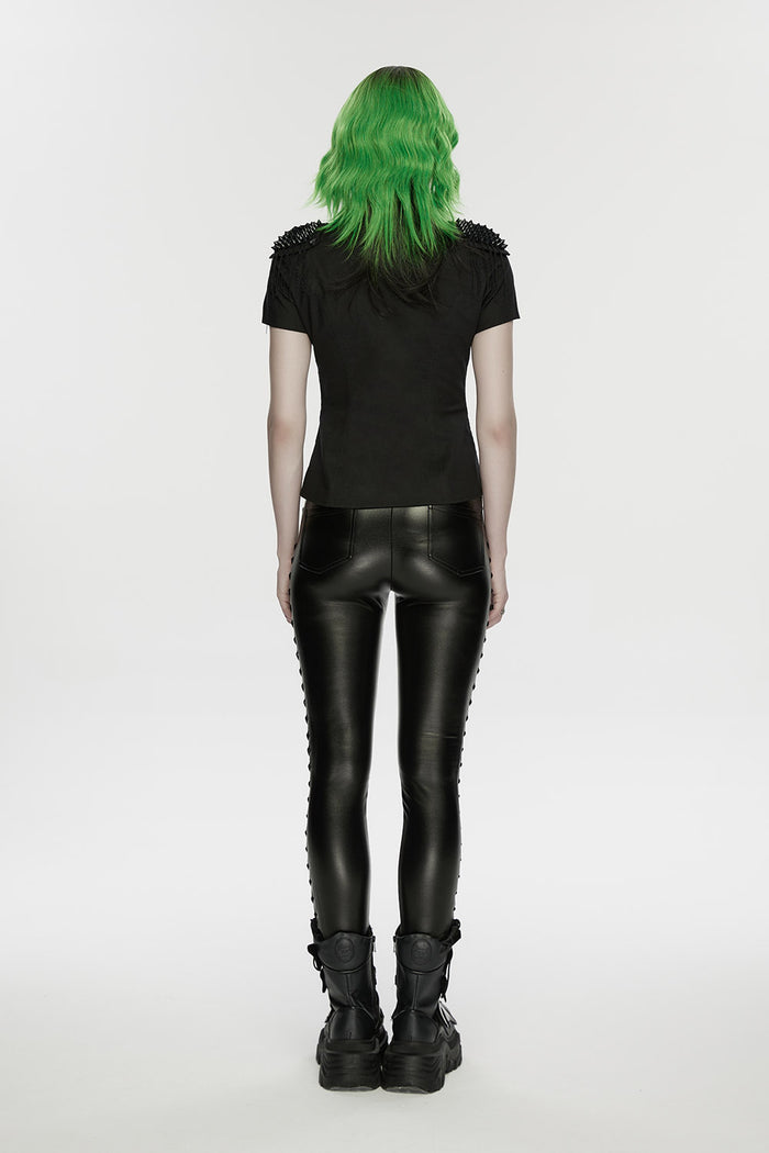 studded fishnet short sleeve shirt by punk rave