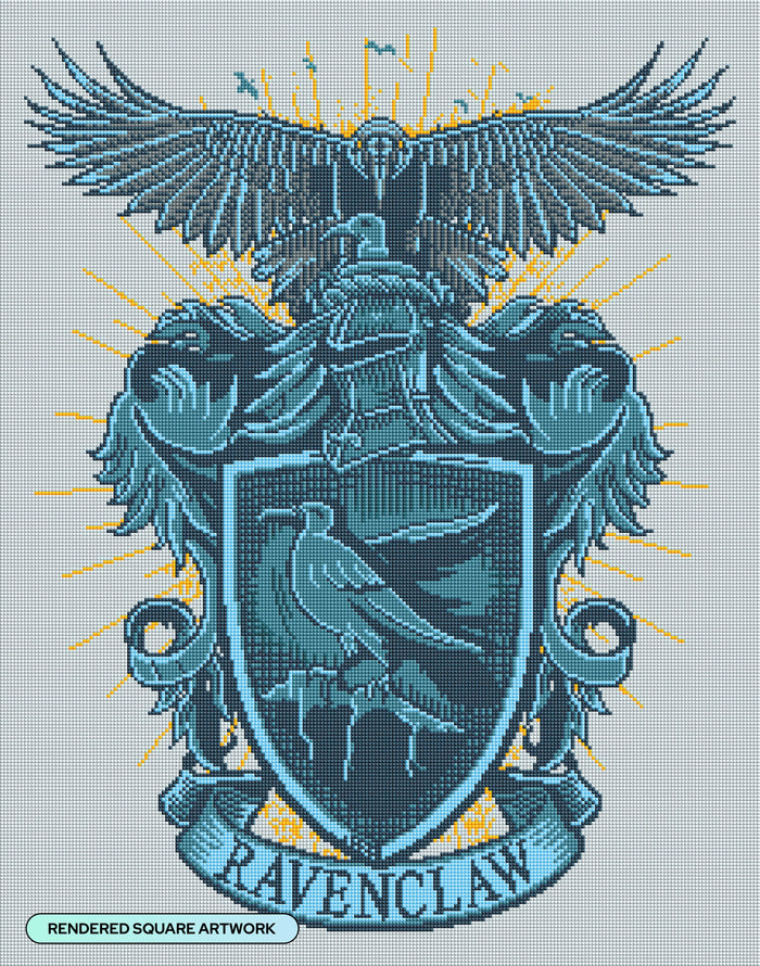 Diamond Painting Ravenclaw™ Crest - Tomes & Scrolls 22" x 28″ (56cm x 71cm) / Square With 8 Colors Including 1 AB / 62,101