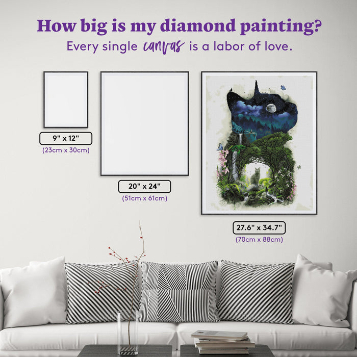Diamond Painting Realm of the Cats 27.6" x 34.7" (70cm x 88cm) / Square With 55 Colors Including 4 ABs / 96,673