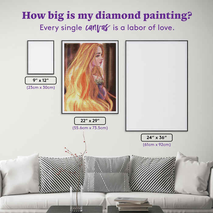 Diamond Painting Rebel Princess 22" x 29" (55.6cm x 73.5cm) / Round with 55 Colors including 1 AB and 2 Fairy Dust Diamonds / 53,934