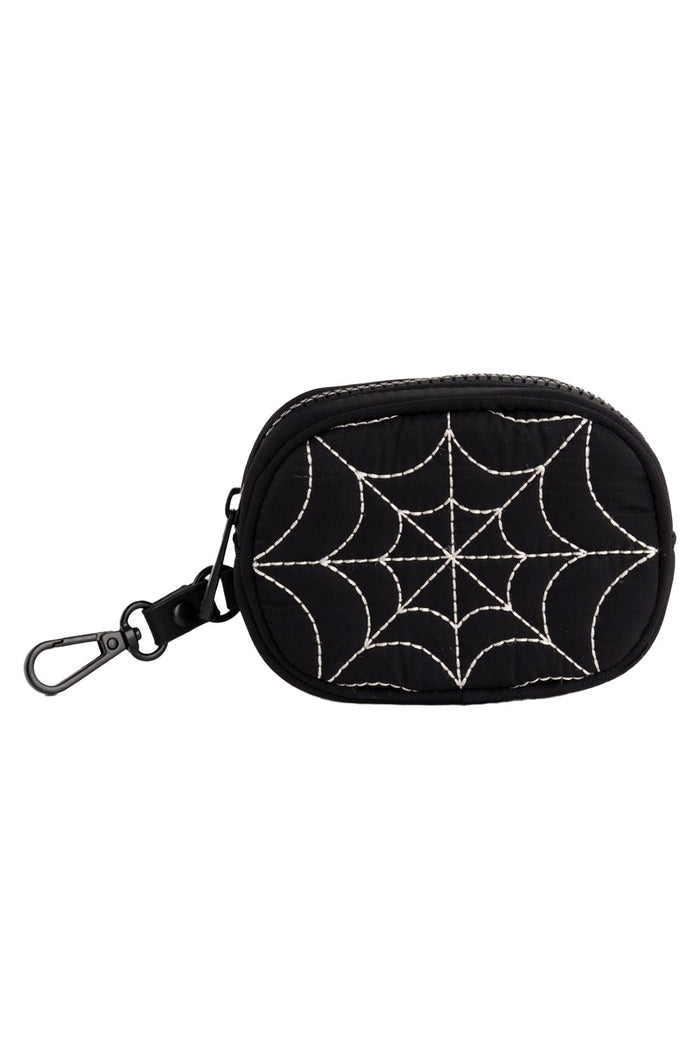 spooky halloween embroidered spiderweb charm keychain