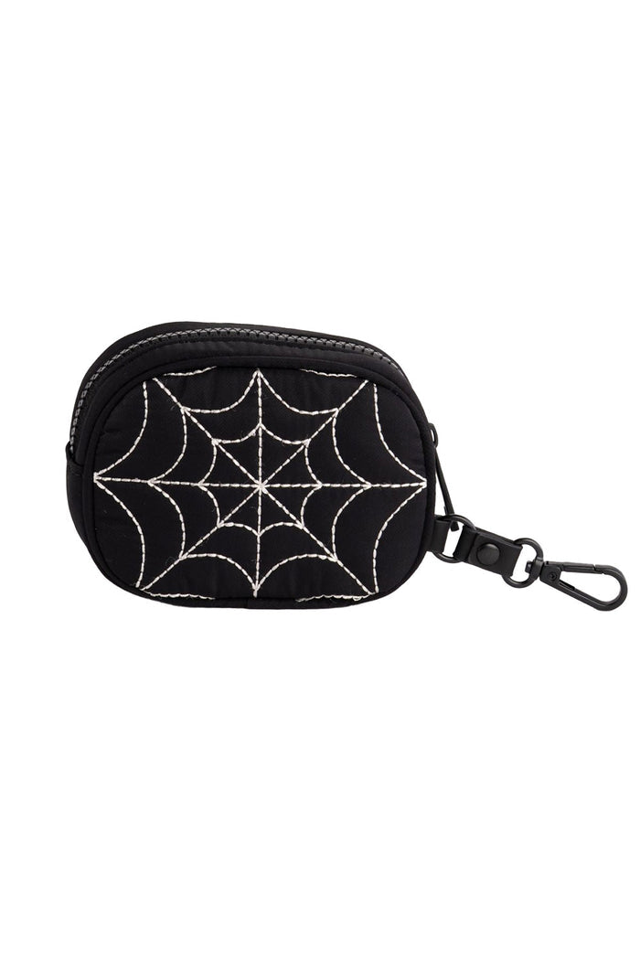 gothic embroidered spiderweb charm keychain