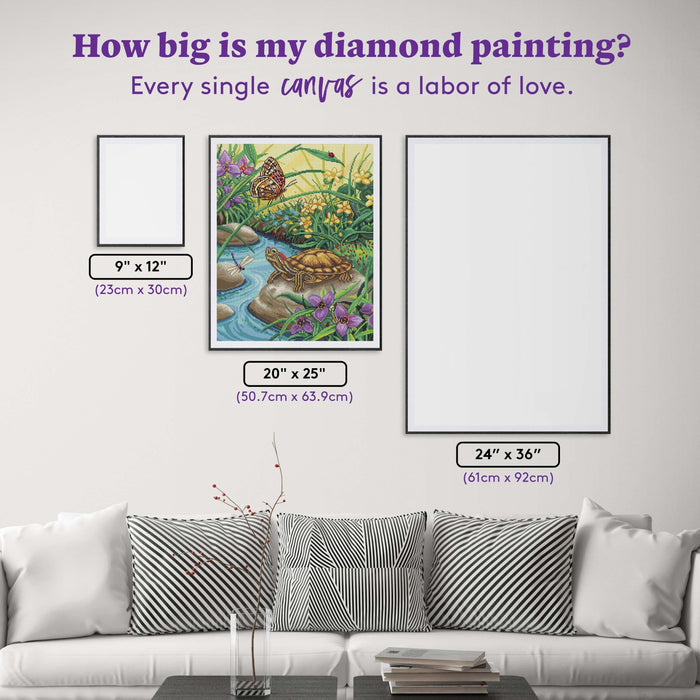 Diamond Painting Red Eared Slider 20" x 25" (50.7cm x 63.9cm) / Round with 50 Colors including 4 ABs / 41,268