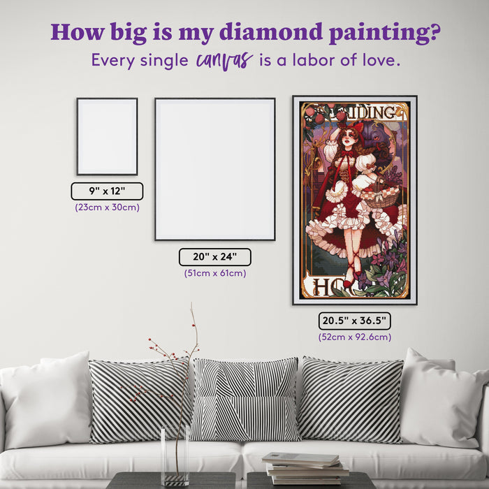 Diamond Painting Red Riding Hood 20.5" x 36.5" (52cm x 92.6cm) / Square with 56 Colors including 6 Fairy Dust Diamonds / 77,748