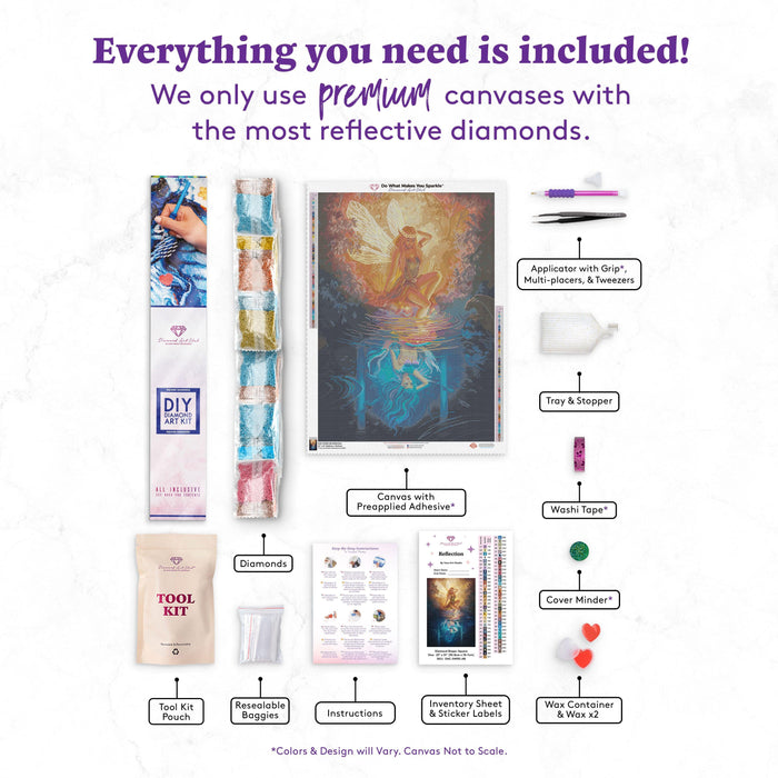 Diamond Painting Reflection 22" x 31" (55.8cm x 78.7cm) / Square With 65 Colors Including 4 ABs / 70,784