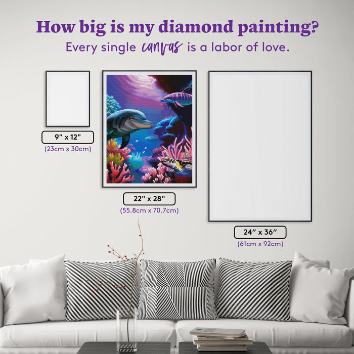 Diamond Painting Reflections of the Sea 22" x 28" (55.8cm x 70.7cm) / Square with 92 Colors including 3 ABs and 4 Fairy Dust Diamonds / 63,616