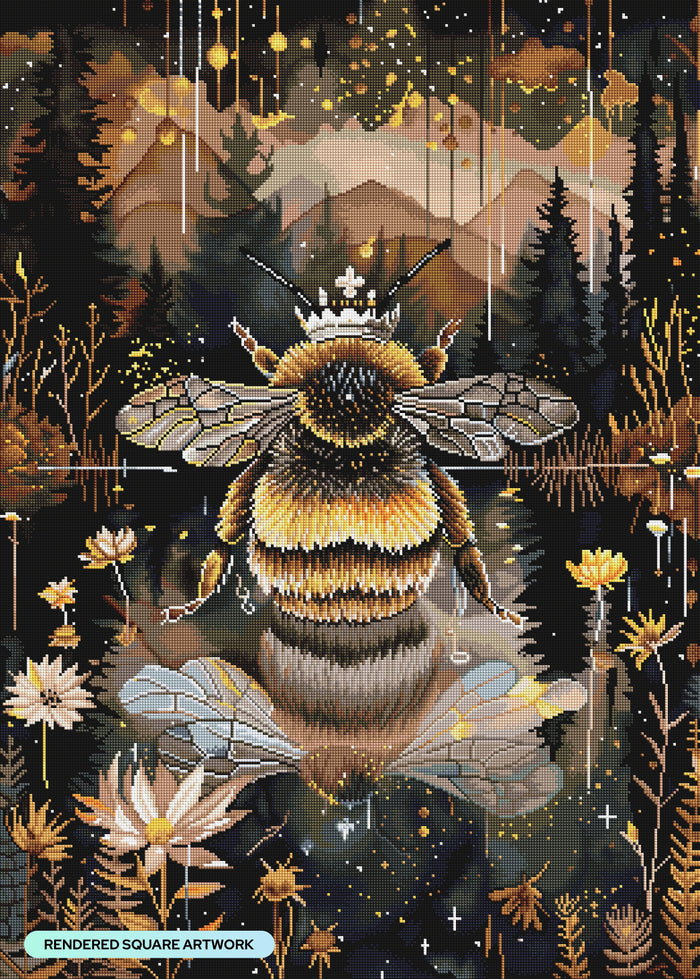 Diamond Painting Regal Honeybee 25.6" x 35.8" (65cm x 90.8cm) / Square with 43 Colors including 1 AB and 4 Fairy Dust Diamonds / 95,265