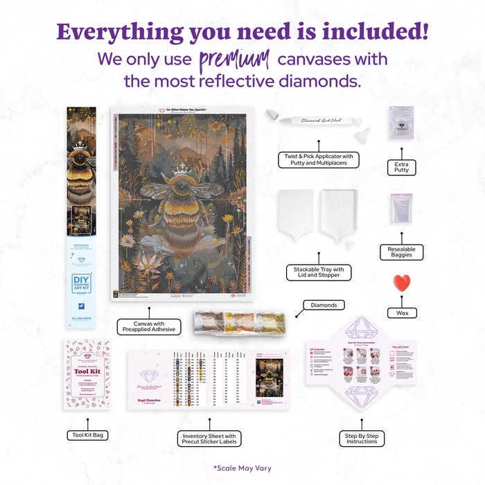 Diamond Painting Regal Honeybee 25.6" x 35.8" (65cm x 90.8cm) / Square with 43 Colors including 1 AB and 4 Fairy Dust Diamonds / 95,265