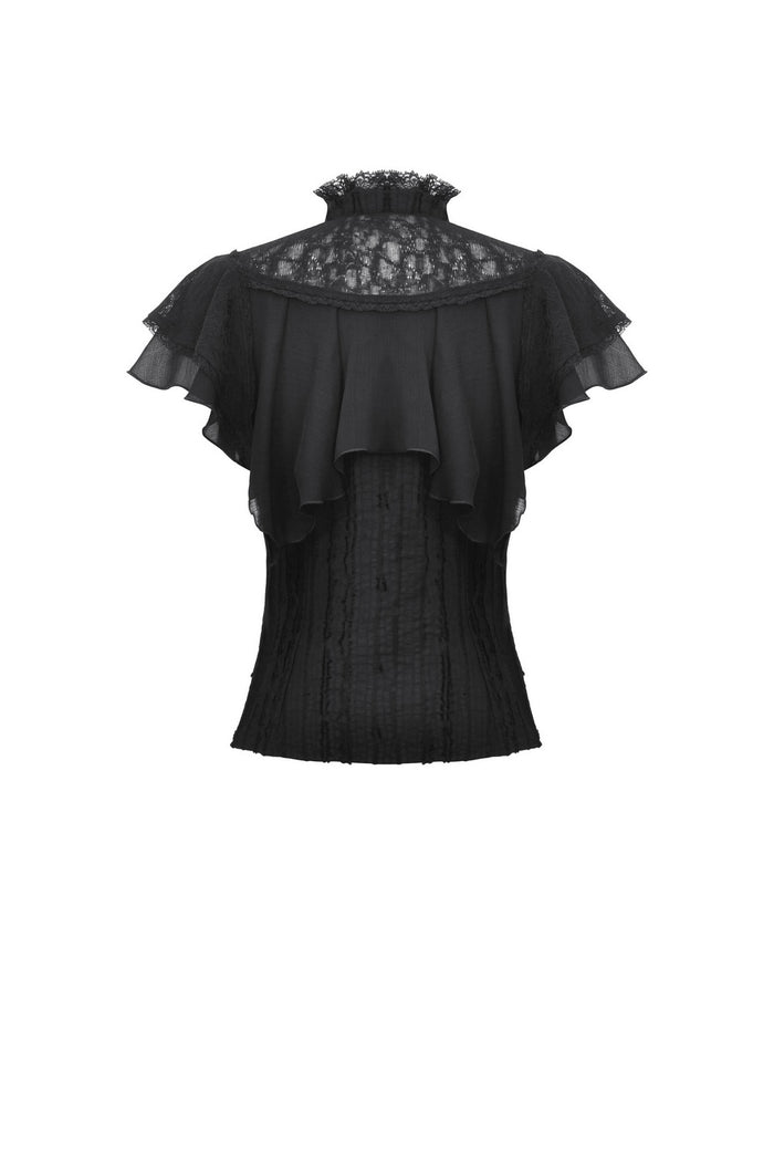 black high collar steampunk blouse