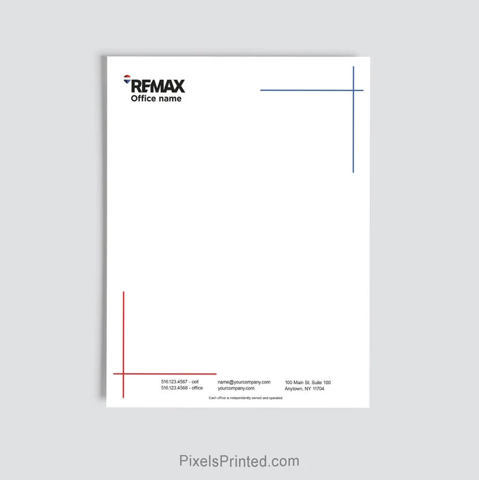 RE/MAX brokerage letterhead personalized with office information