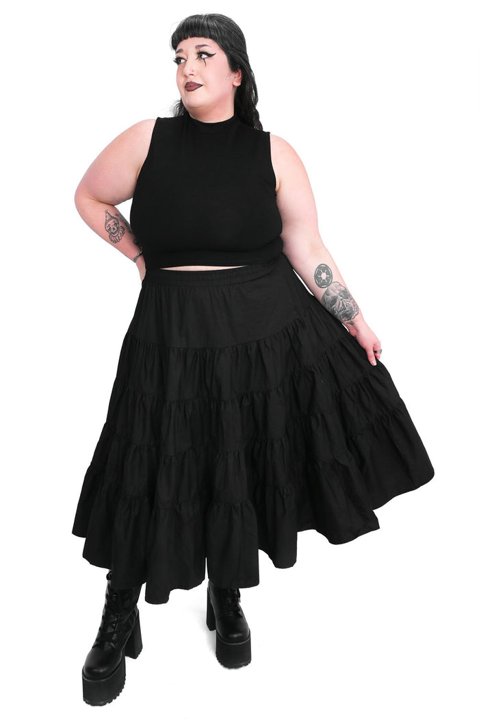 black tiered skirt by foxblood