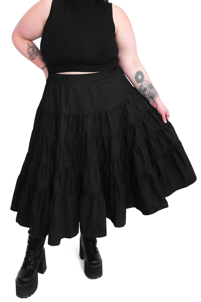 womens gothic cotton tiered skirt
