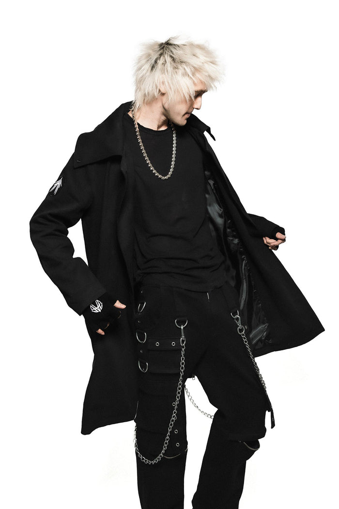 studded punk trench coat for men