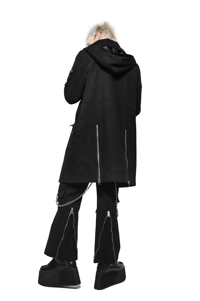 mens street goth dark style tactical trench coat jacket