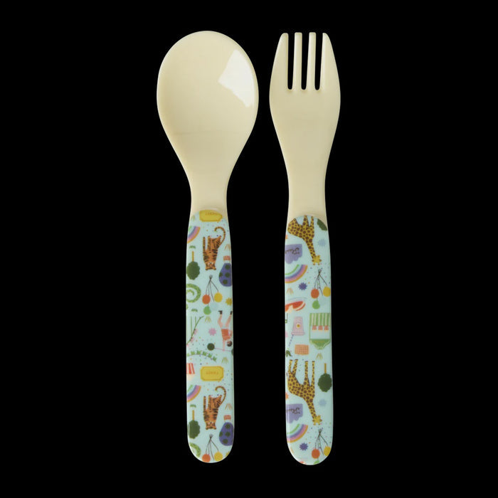 Rice | Set vork lepel Circus groen