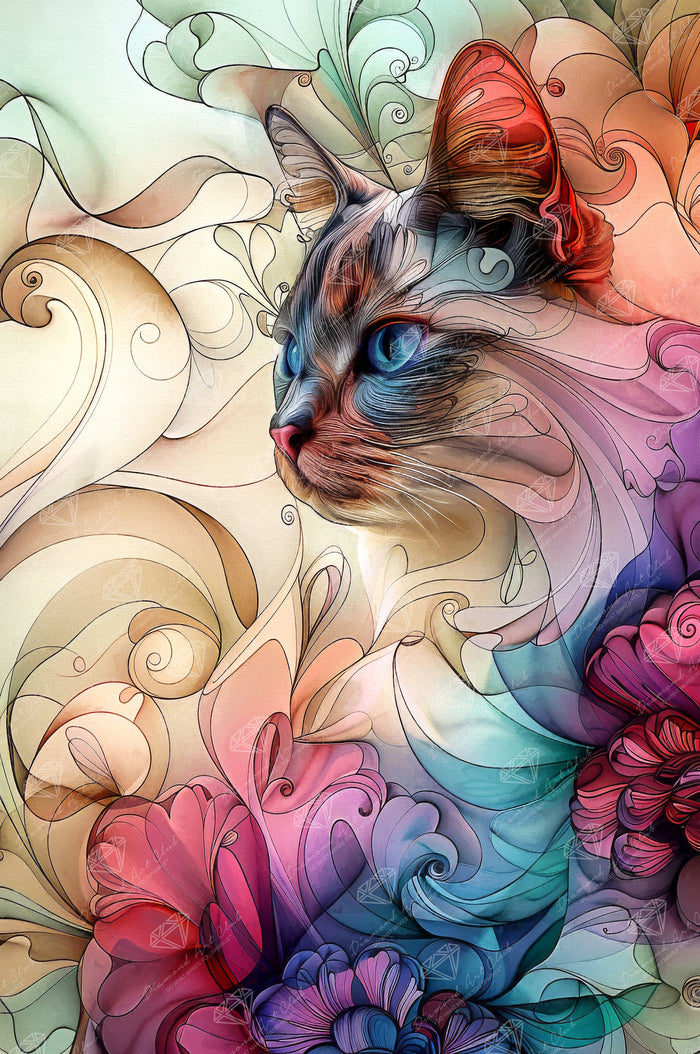 Diamond Painting Rolo the Ragdoll Cat 25.6" x 38.6" (65cm x 97.8cm) / Square with 75 Colors including 2 ABs and 3 Fairy Dust Diamonds / 102,573