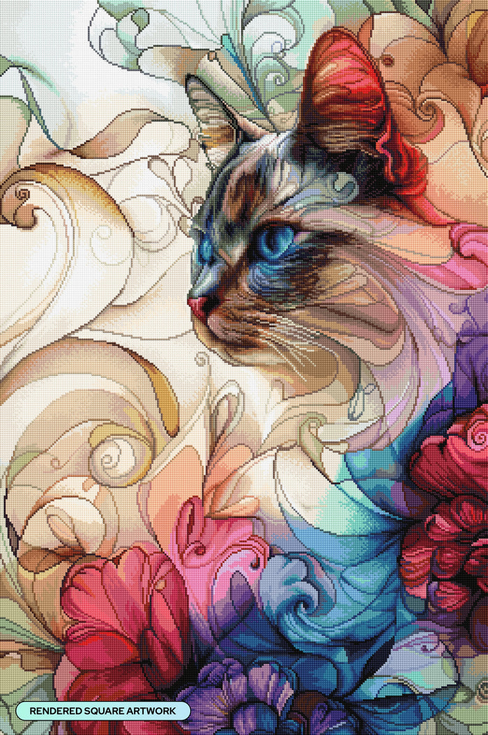 Diamond Painting Rolo the Ragdoll Cat 25.6" x 38.6" (65cm x 97.8cm) / Square with 75 Colors including 2 ABs and 3 Fairy Dust Diamonds / 102,573