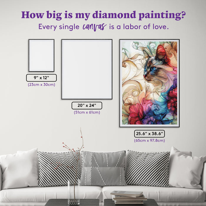 Diamond Painting Rolo the Ragdoll Cat 25.6" x 38.6" (65cm x 97.8cm) / Square with 75 Colors including 2 ABs and 3 Fairy Dust Diamonds / 102,573