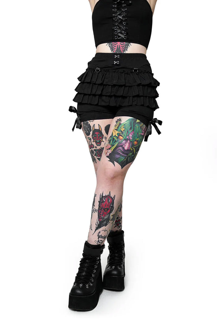 forest ink high waisted ruffled black bloomers for women