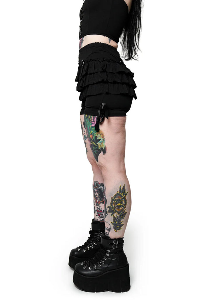 chiffon high waisted ruffled black bloomers for women