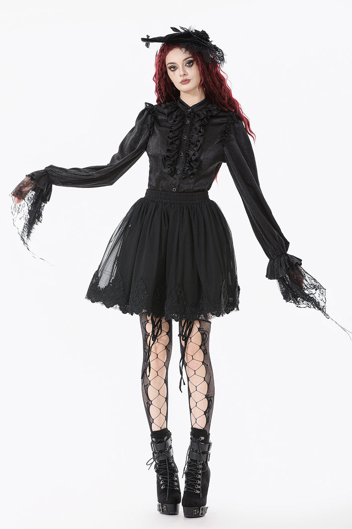 black mesh sheer mini skirt