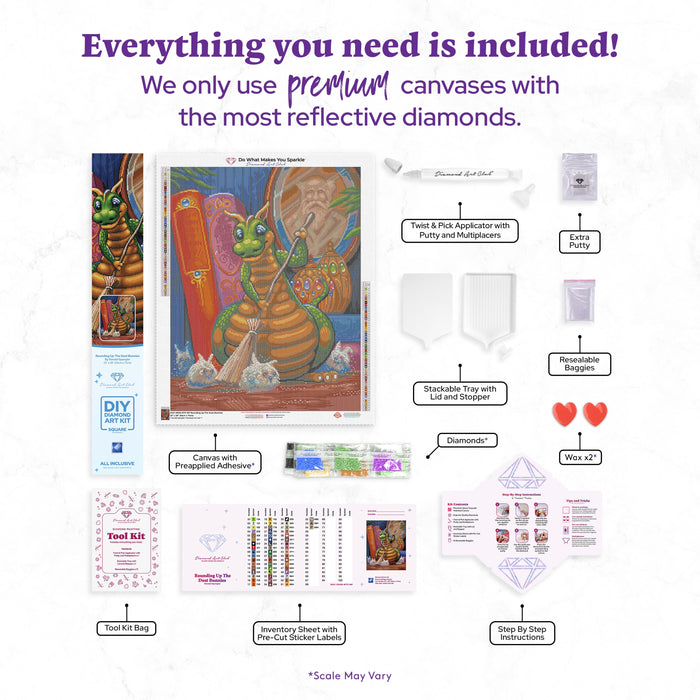 Diamond Painting Rounding Up the Dust Bunnies 22" x 28″ (56cm x 71cm) / Square with 54 Colors including 2 ABs / 62320