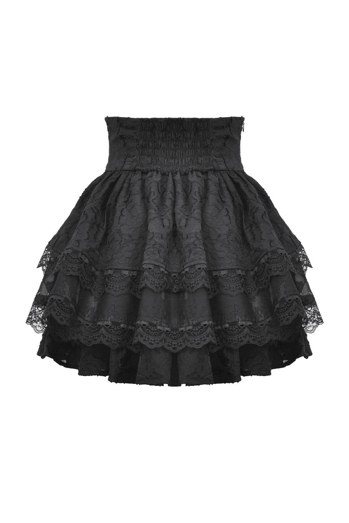 black lace ruffled mini gothic lolita skirt