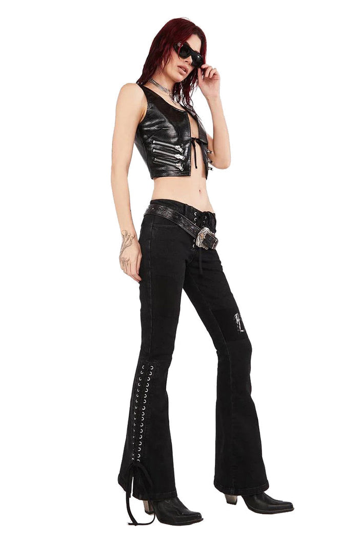 womens gothic flared jeans by fan all flames