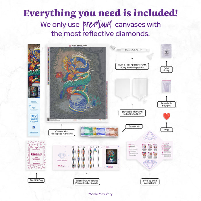 Diamond Painting Sake Dragon 27.6" x 35" (69.9cm x 88.9cm) / Square with 71 Colors including 2 ABs and 6 Fairy Dust Diamonds / 100,317