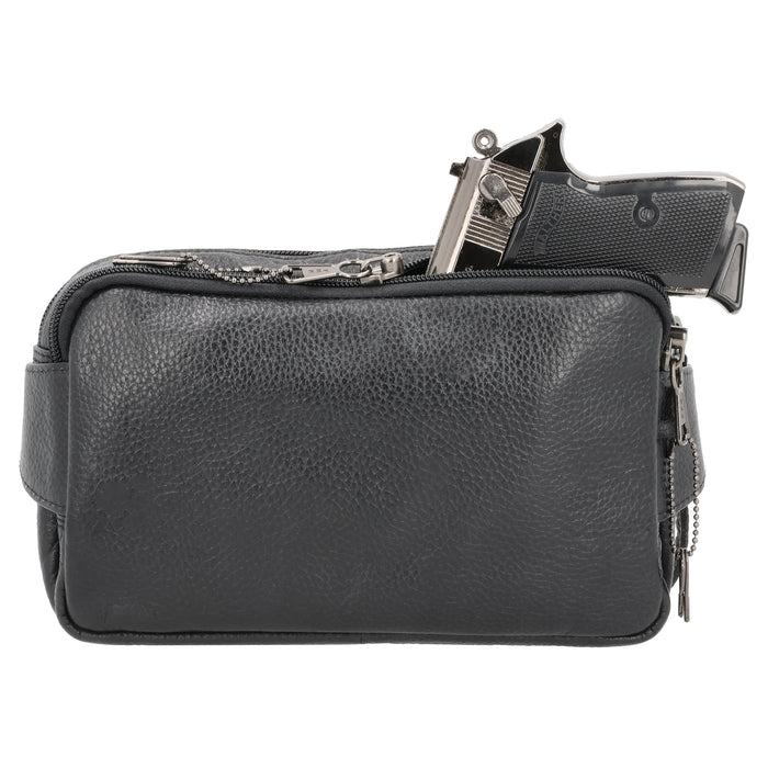 Concealed Carry Laney Buffalo Belt Bag by Lady Conceal - Firearm Belt Bag for Women and Men -Tactical Leather Pistol Crossbody - Anti Theft Locking Bag with Universal Holster - Handgun Leather CCW Velcro
