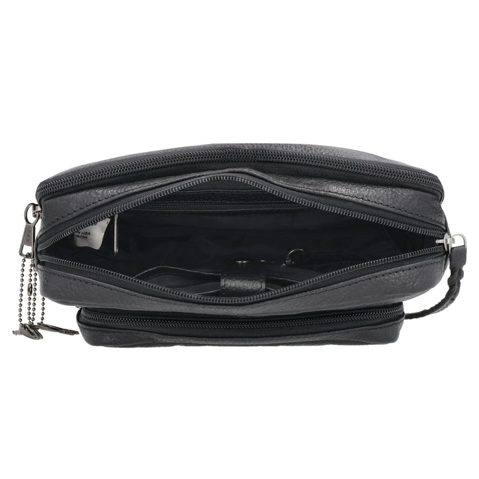 Concealed Carry Laney Buffalo Belt Bag by Lady Conceal - Firearm Belt Bag for Women and Men -Tactical Leather Pistol Crossbody - Anti Theft Locking Bag with Universal Holster - Handgun Leather CCW Velcro
