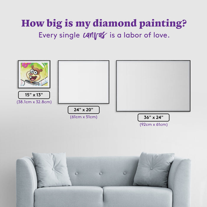 Diamond Painting Sandy 15" x 13" (38.1cm x 32.8cm) / Round With 39 Colors including 2 AB Diamonds / 15,912