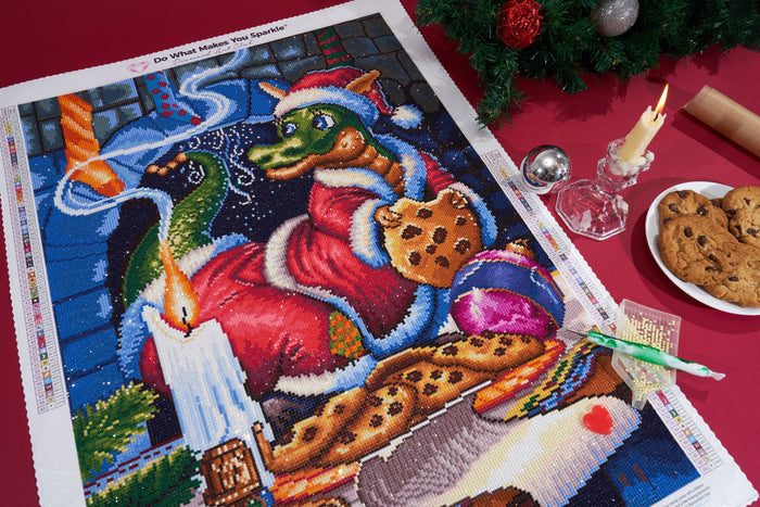 Diamond Painting Santa's Surprise 20" x 28" (50.7cm x 70.6cm) / Round with 60 Colors including 4 ABs and 2 Fairy Dust Diamonds / 45,612