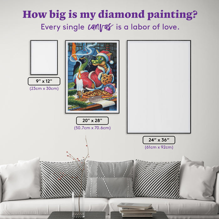 Diamond Painting Santa's Surprise 20" x 28" (50.7cm x 70.6cm) / Round with 60 Colors including 4 ABs and 2 Fairy Dust Diamonds / 45,612